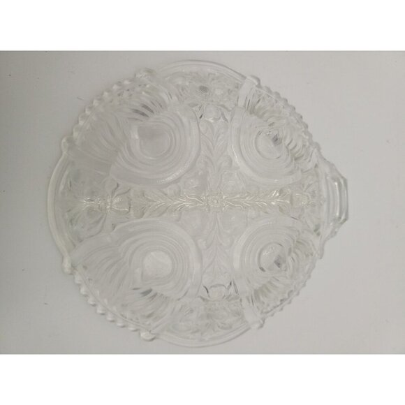 Vintage Indiana Killarney Crystal Clear Glass Divided Dish With Handle 8 Inch - Picture 5 of 9